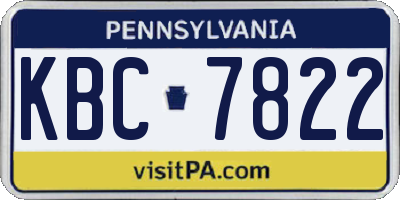 PA license plate KBC7822