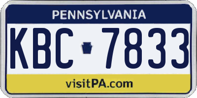 PA license plate KBC7833