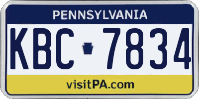 PA license plate KBC7834