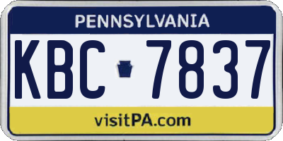 PA license plate KBC7837