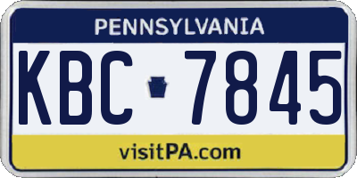 PA license plate KBC7845