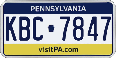 PA license plate KBC7847