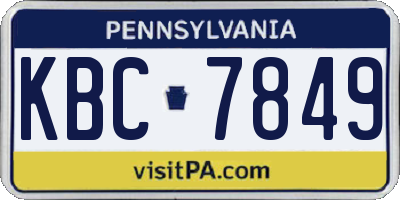 PA license plate KBC7849