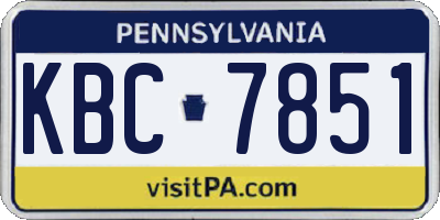 PA license plate KBC7851