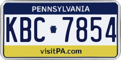 PA license plate KBC7854