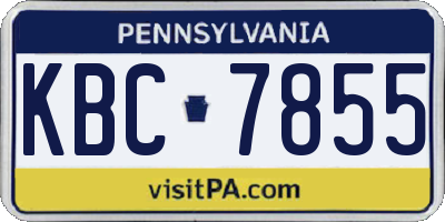 PA license plate KBC7855
