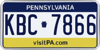 PA license plate KBC7866