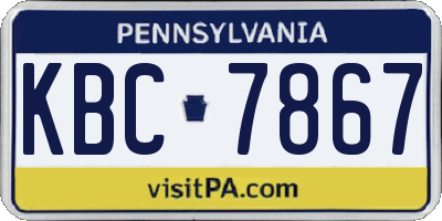 PA license plate KBC7867