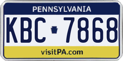 PA license plate KBC7868
