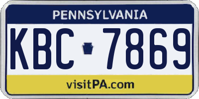 PA license plate KBC7869