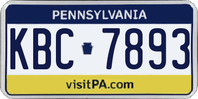 PA license plate KBC7893