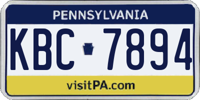 PA license plate KBC7894