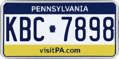 PA license plate KBC7898