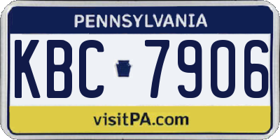 PA license plate KBC7906