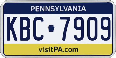 PA license plate KBC7909
