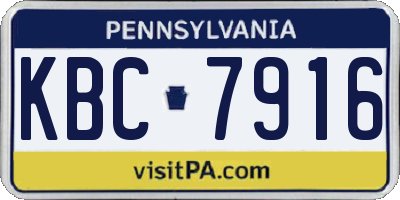 PA license plate KBC7916