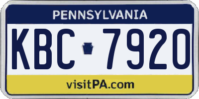 PA license plate KBC7920