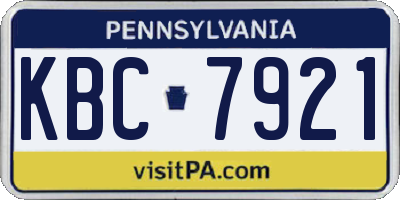 PA license plate KBC7921