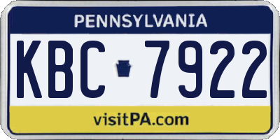 PA license plate KBC7922