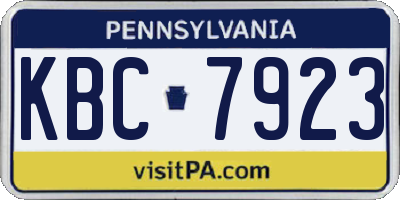 PA license plate KBC7923