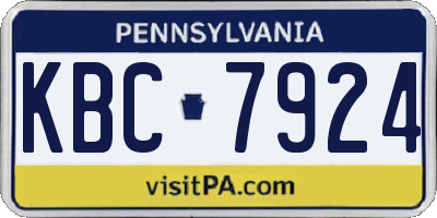 PA license plate KBC7924
