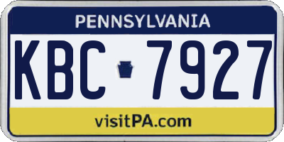 PA license plate KBC7927