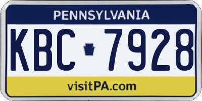 PA license plate KBC7928