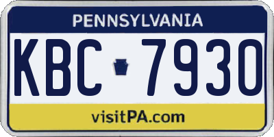 PA license plate KBC7930