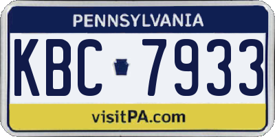 PA license plate KBC7933