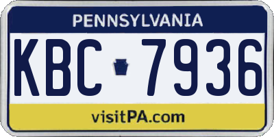 PA license plate KBC7936