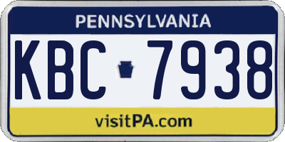 PA license plate KBC7938
