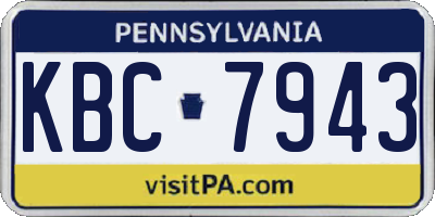PA license plate KBC7943
