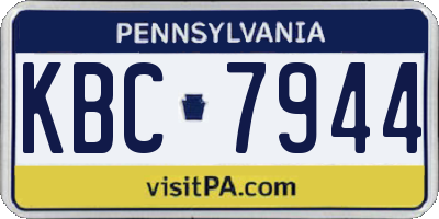 PA license plate KBC7944