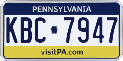 PA license plate KBC7947