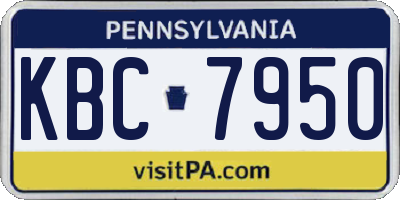 PA license plate KBC7950