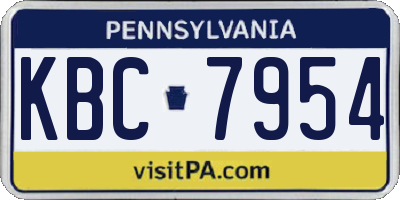 PA license plate KBC7954