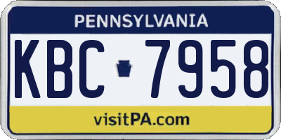 PA license plate KBC7958