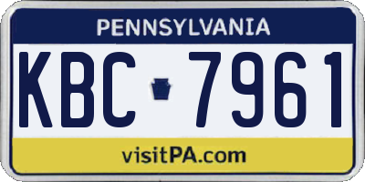 PA license plate KBC7961