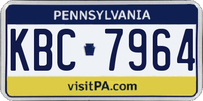 PA license plate KBC7964