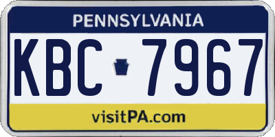 PA license plate KBC7967