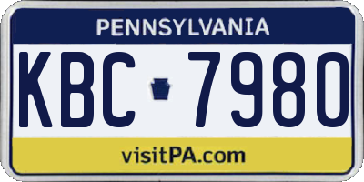 PA license plate KBC7980