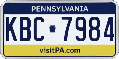 PA license plate KBC7984