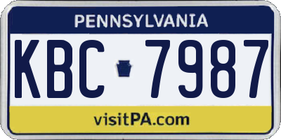PA license plate KBC7987