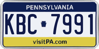 PA license plate KBC7991
