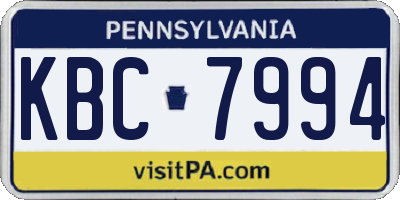 PA license plate KBC7994
