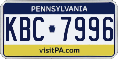 PA license plate KBC7996