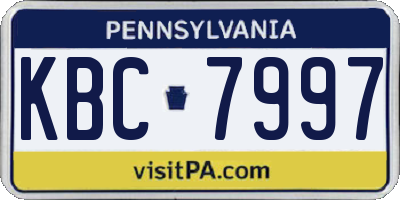 PA license plate KBC7997