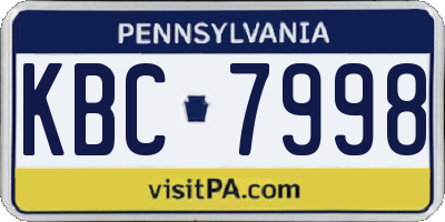 PA license plate KBC7998