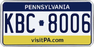 PA license plate KBC8006