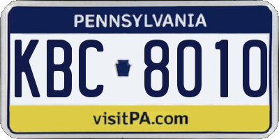 PA license plate KBC8010